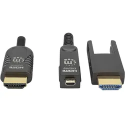 Manhattan Aktives optisches High Speed HDMI-Glasfaserkabel mit abnehmbarem Stecker (70 m), Videokabel, Schwarz