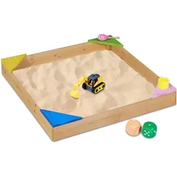 relaxdays Sandkasten mit Ecksitzen