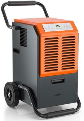 Costway 163 Pints Commercial Dehumidifier with Drain Hose and 24H Timer-Gray