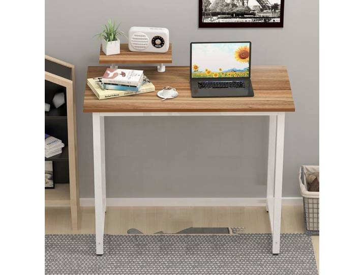 Petit Bureau Table Gaming 80x40x75cm Bureaux Informatique Bureau d'Ordinateur avec Support d'Écran Cadre en Métal Bureaux et Postes