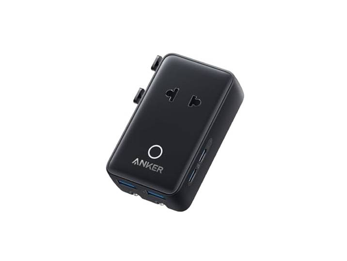 Anker Nano Reisadapter, Oplader, Slank, 5-Poorts, 1 AC, 2 USB-C, 2 USB-A
