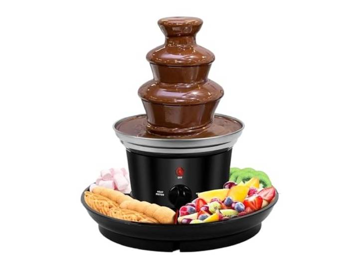 Dreischichtige Schokoladenbrunnenmaschine, Elektrisches Schokoladenfondue-Set, Abnehmbares Mini-Nostalgie-Schmelzen