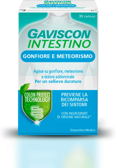 Gaviscon Gonfiore e Meteorismo 30 Capsule Agisce su Gonfiore Meteorismo e Dolore Addominale e Aiuta a Prevenirne la Ricomparsa