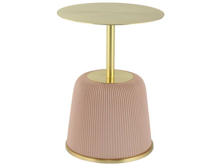 Beistelltisch, Rosa & Gold, Höhe 55 cm, Metall & Textil & Holzwerkstoff, Rund, Kayoom