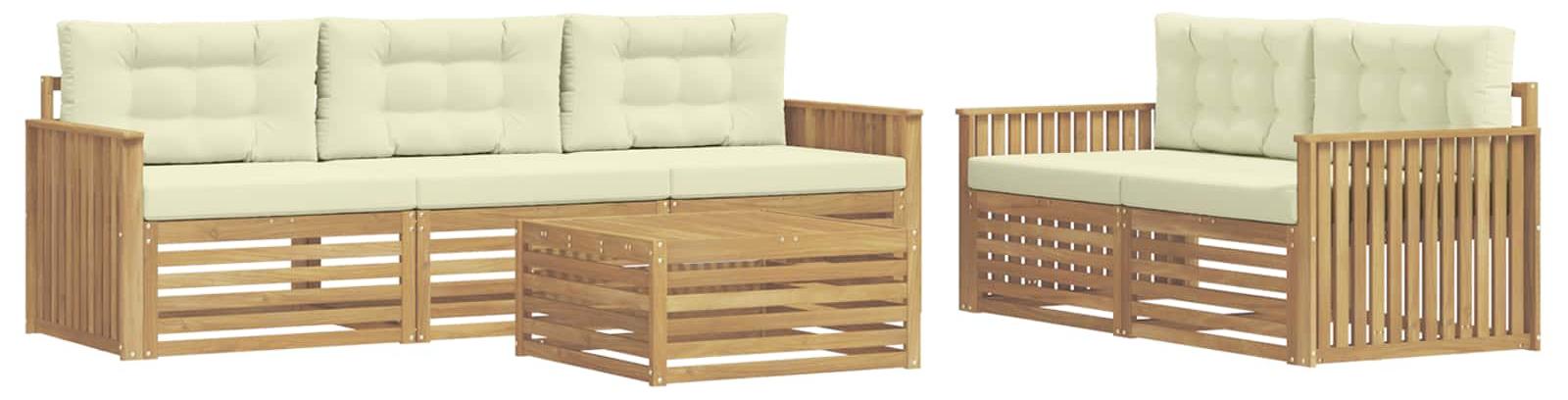 Garnitur aus 6 Outdoor-Sofas, weiß und cremefarben