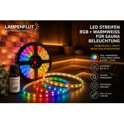 12V RGBW LED Sauna Strips inkl. weiss 5m + Saunaduft