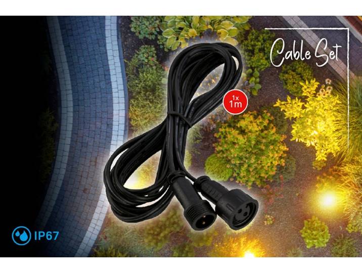 BRILONER LEUCHTEN Verlängerungskabel Connect to Shine, Kabelverlängerung Erweiterung , schwarz, 100cmcm, Kabel, 1,5x100 cm, Outdoor, Garten, Terrasse, Verlängerungskabel
