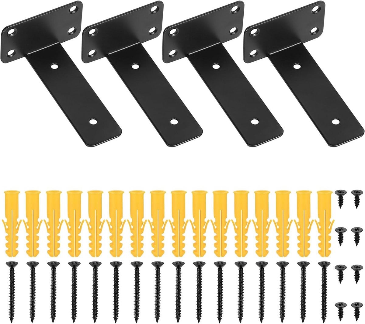 4x Zware Plankdragers Zwart 125mm - Onzichtbare Hoeksteunen voor Zwevende Planken