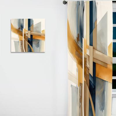 DESIGN ART "Designart ""Modern Blue And Gold Abstract I"" Abstract Transitional Curtain - Blackout Abstract Curtain - 1 Panel"