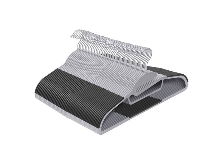 JOYFURNOS Lot de 50 cintres, cintres en plastique peu encombrants avec crochet pivotant à 360°, pour armoire, en forme de S, robustes, gris