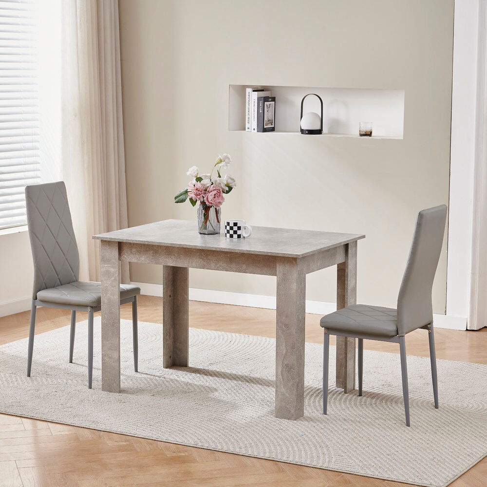 17 Stories Dining Set Grey Leather Chairs#2