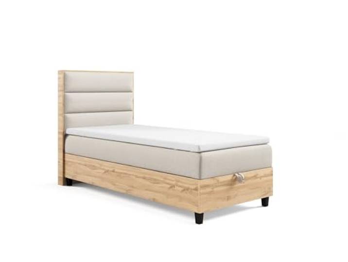 Best For Home Trinity K-1 Einzel Boxspringbett mit Matratze und Stauraum Bonellfederkern Einzelbett inkl. Topper Bett mit Bettkasten 90x200 Gepolsterte Kopfteil Bett - Liefer und Aufbauservice
