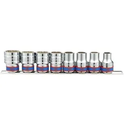 King, Steckschlüssel + Stecknuss, tony Juego de Vasos 1/2" Bi-Hexagonales 10-22mm sobre Rail (10  mm, 12 mm, 13 mm, 14 mm, 17 mm, 19 mm, 21 mm, 22 mm)