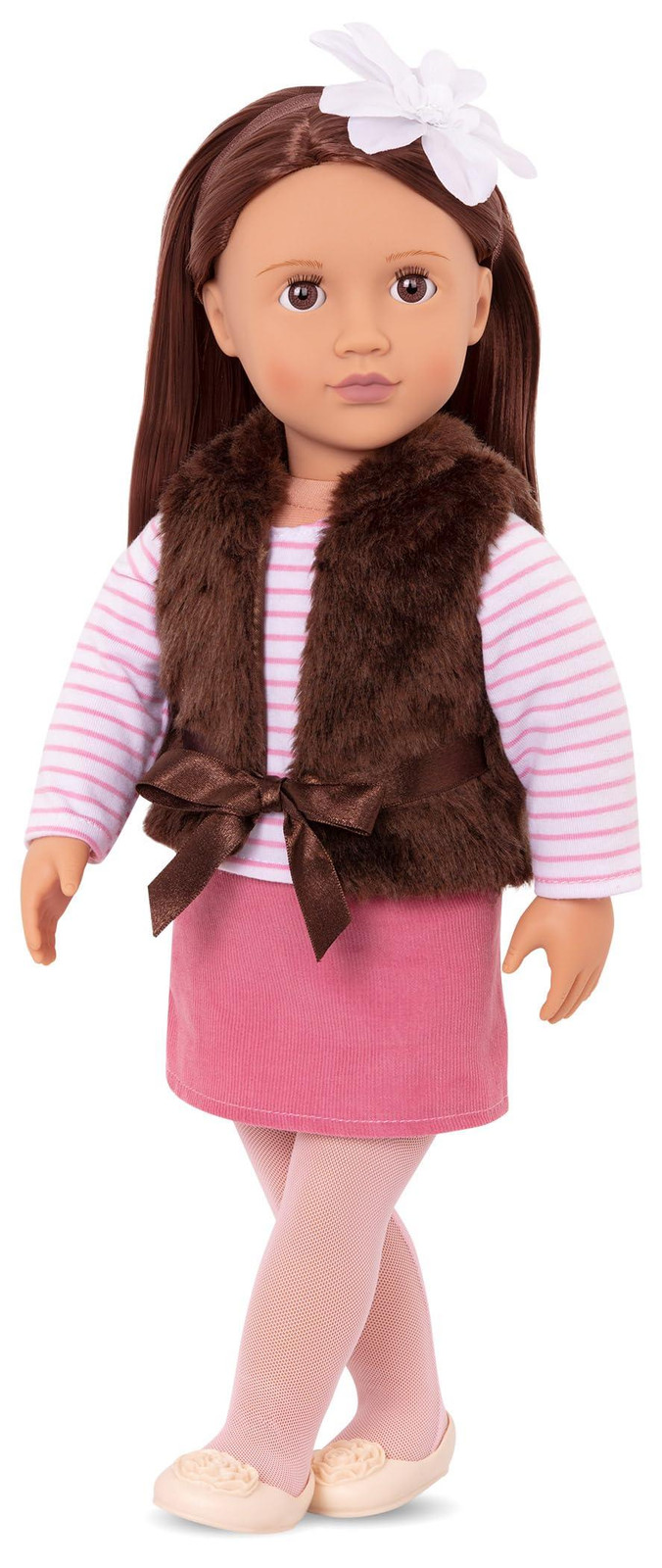 Our Generation Sienna pop met kunstbont vest, 46 cm