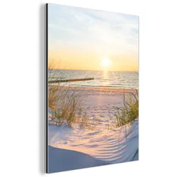 METALLBILD Strand - Sonne - Düne - Gras - Sand - Horizont 60x80 cm