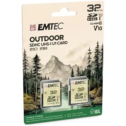 Emtec SD 32GB UHS-I U1 V10 Outdoor P2 (32 GB, SDHC, U1, UHS-I), Speicherkarte, Mehrfarbig