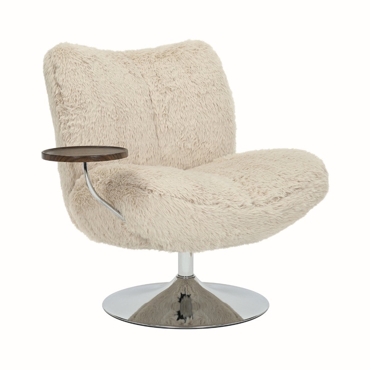 DÉJA Living Draaifauteuil Morten Taupe Fluffy met Chrome en inclusief tafeltje
