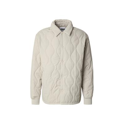 Langmantel URBAN CLASSICS "Urban Classics Quilted Overshirt", Herren, Gr. L, beige (cloud), 100% Nylon, Mäntel