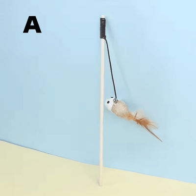 Inspire Curations WhiskerHunter Mouse Feather Teaser Wand a