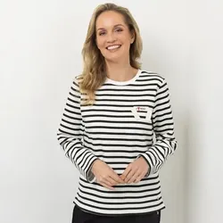 STRANDFEIN Sweatshirt Rundhalsausschnitt Ripsband-Detail figurumspielend