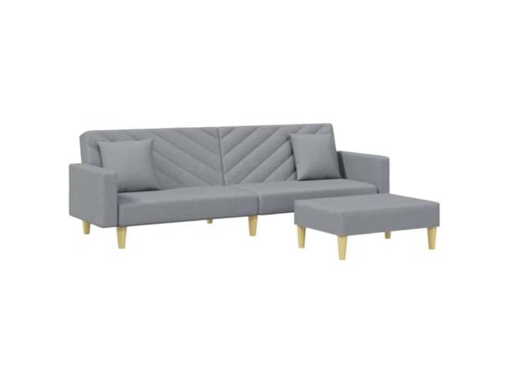 vidaXL Schlafsofa, Sofa Couch 2-Sitzer mit Kissen Fußhocker, Bettsofa Sofabett Verstellbare Rückenlehne, Klappbett Klappsofa mit Schlaffunktion, Hellgrau Stoff