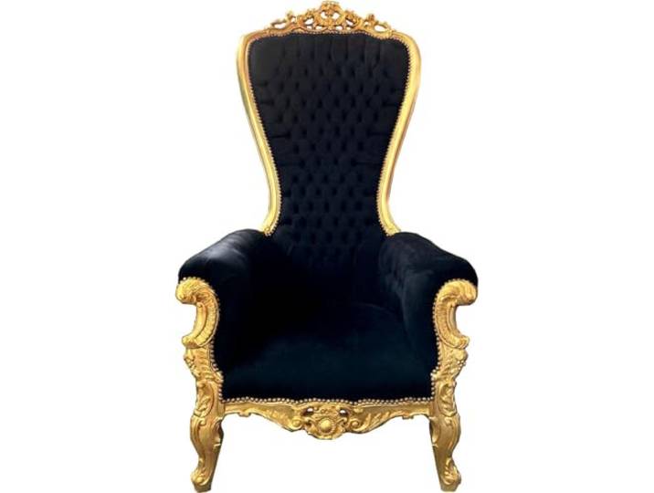 Casa Padrino Barock Thron Sessel Majestic Schwarz/Gold - Riesensessel -Thron Stuhl Tron