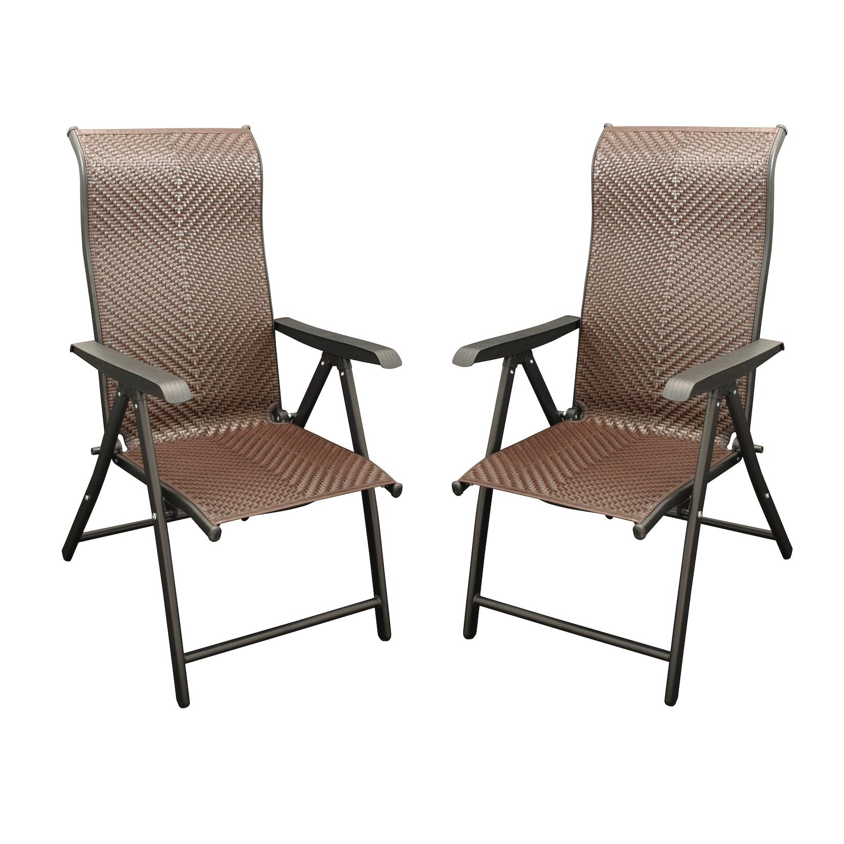 Klappsessel ANTIBES Hochlehner, Metall + Polyrattan braun, klappbar, 2 Stück