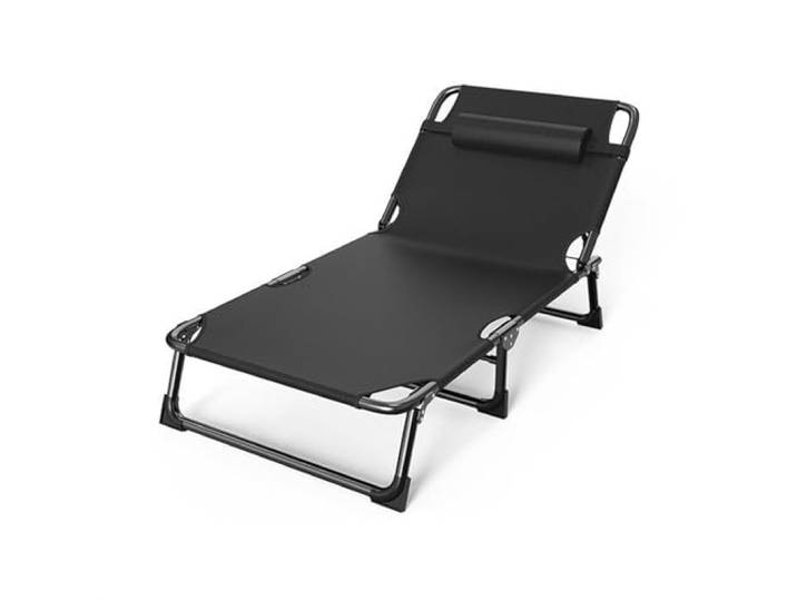 Xumh2024-3 Klappbett Verstärktes tragbares Einzelbett for zu Hause, einfaches Klappbett for EIN Nickerchen im Büro for Erwachsene, for den Außenbereich(Schwarz)