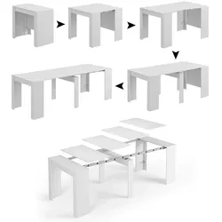 Dmora Ausziehbarer-Tisch Cognolo, Mehrzweck-Esstisch, Mehrpositions-Ausziehkonsole mit verlängerungshalter inklusive, 54/239 x 90 x 77 cm, Weiß