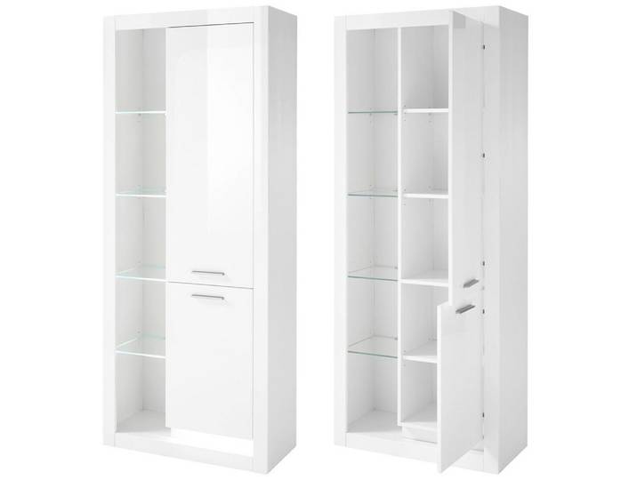 Lomadox Vitrine Mailand-61 Weiß - 80/195/37 cm