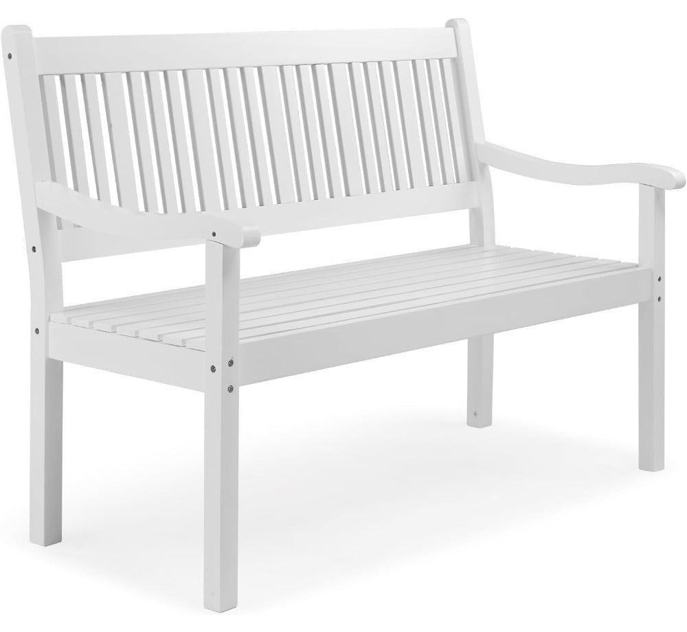 Holzbank für den Garten - Gartenmöbel - Bank für den Balkon - Bank für die Terrasse - Wetterbeständige weiße Bank