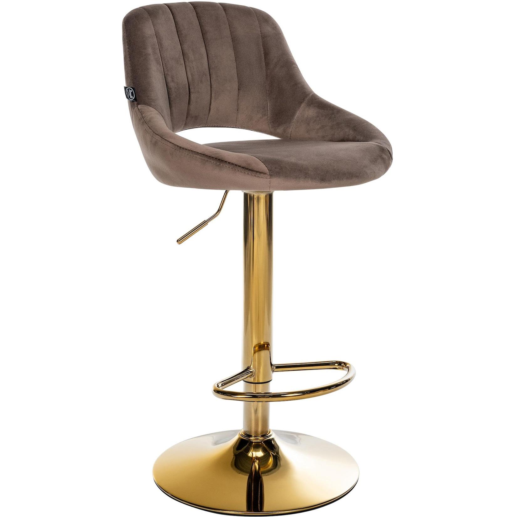 CLP Barhocker Milet Samt gold - Farbe: braun, Gestellfarbe: gold