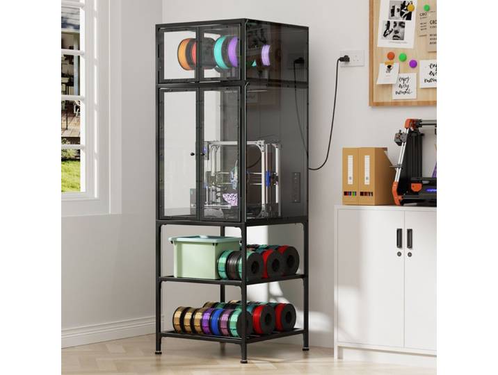 Armoire pour imprimante 3D - ZEVKOR - 58 9x59 9x175 5 cm - Support filament en T - 2 portes - Antibruit