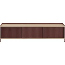 Enfold Schrank 186 cm Bordeauxrot mit Tischplatte aus Eiche