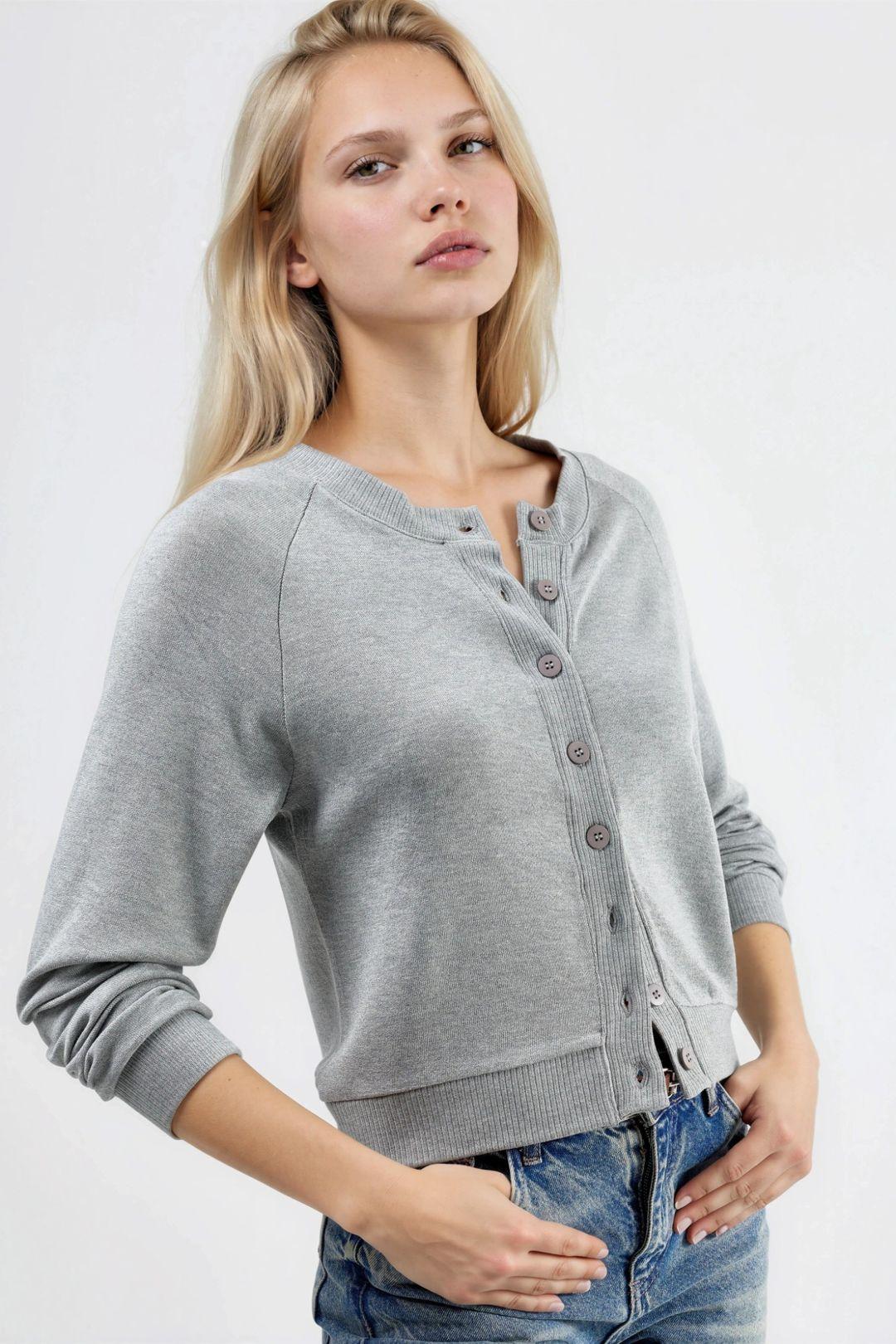 Ronde hals knoop cardigan