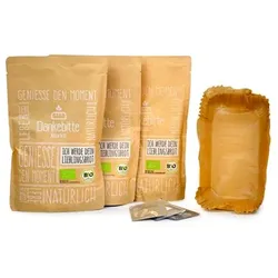DANKEBITTE Starter-Set 3 Bio Backmischungen, Hefe und Backform Inhalt 1.713g