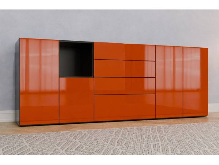 TV-Möbel nach Maß - RAL 2001 Rotorange - 84x220x45cm - Individuell konfigurieren