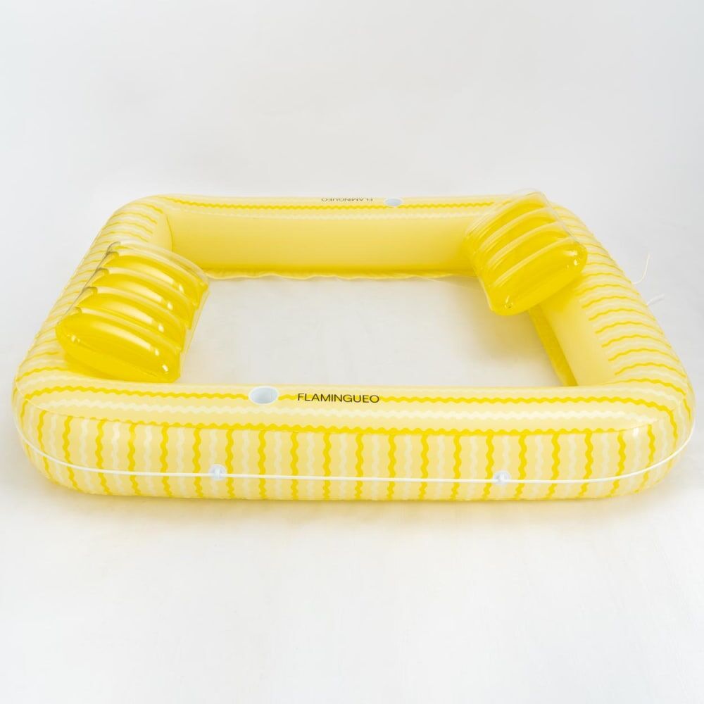 Flamingueo Matelas gonflable double PVC avec maille jaune Jaune 185x38x38cm