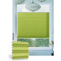 Plissee ohne Bohren nach Maß, Limonengrün (crush) 152140, 30 x 80 cm, Plissee individuell maßangefertigt