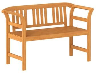 Costway Acacia Wood 2-Person Patio Loveseat with Backrest and Armrests