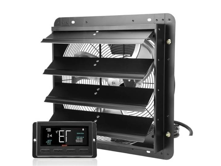 MOOILKO Hochleistungs-Abluftventilator, 16 Zoll, 2650 CFM, 70 W EC-Motor, 1600 U/min, Jalousieventilator mit Smart Controller, ETL-gelistete Belüftung Kommerziell