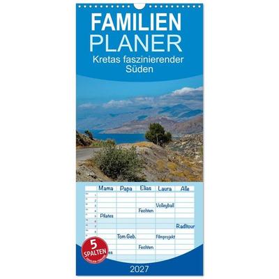 Familienplaner 2027 - Kretas faszinierender Süden mit 5 Spalten (Wandkalender, 21 x 45 cm) CALVENDO