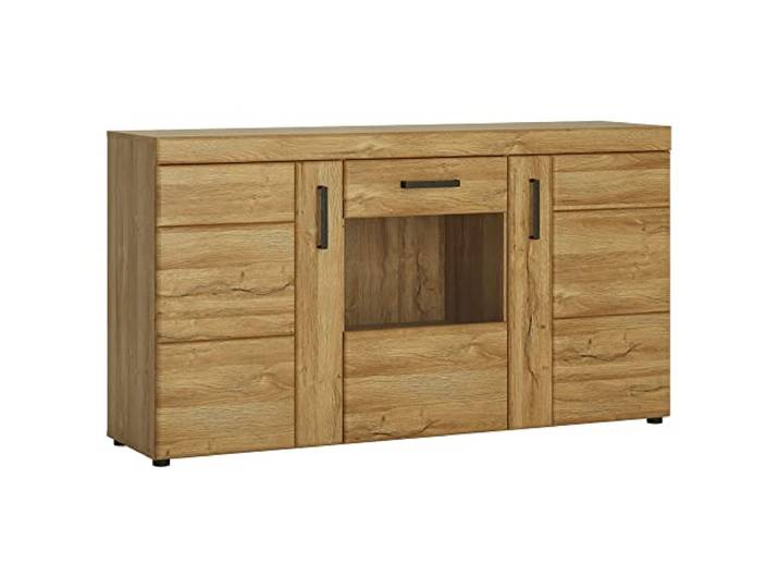 Lomadox Sideboard mit beleuchtetem Vitrinenfach in Grandson Eiche Nb., B/H/T ca. 156,8/86/40,9 cm