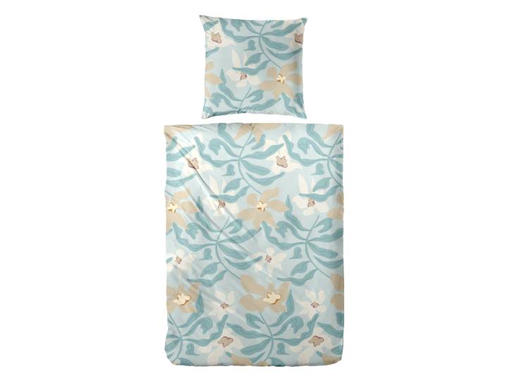 Bettwäsche PRIMERA Biber-Bettwäsche Matisse , blau (grün, braun), B/L: 155cm x 220cm, 1 Stk., 1 Stk., Biber, B/L: 80cm x 80cm, 2 Stk., Biber, Obermaterial: 100% Baumwolle, Bettwäsche, Bettwäsche, mit verspieltem Blumenmuster