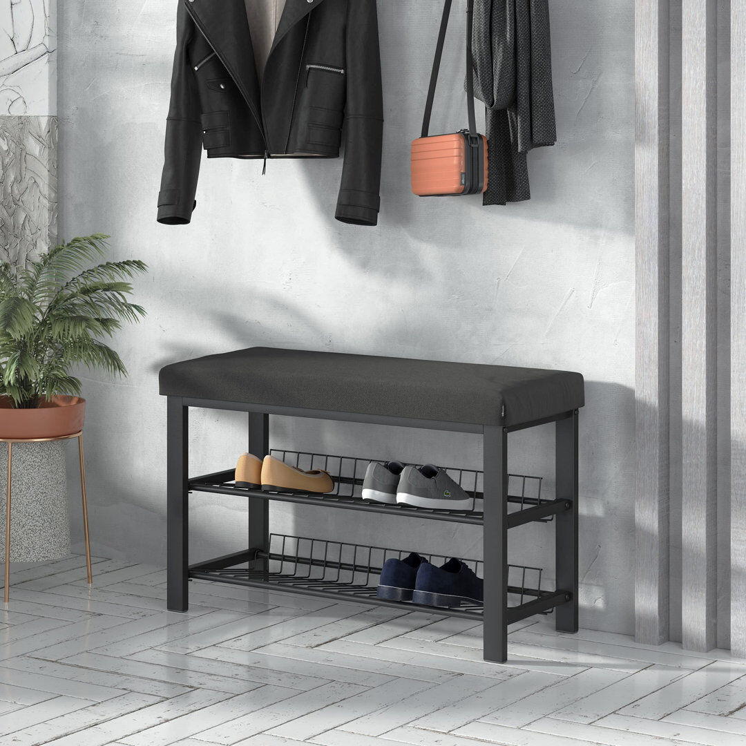 Brayden Studio 8 Pair Shoe Storage Bench Black 8
