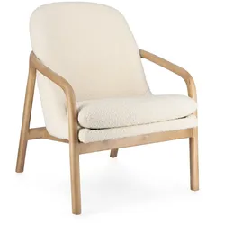 Sessel Elaide aus Bouclè-Stoff, skandinavisches Design, creme, gepolstert, abziehbares Sitzkissen