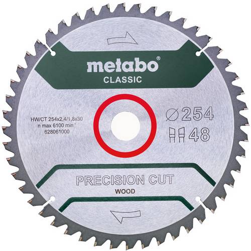 Metabo precision cut wood - classic 628061000 Kreissägeblatt 254 x 30 mm Zähneanzahl: 48 1 St.