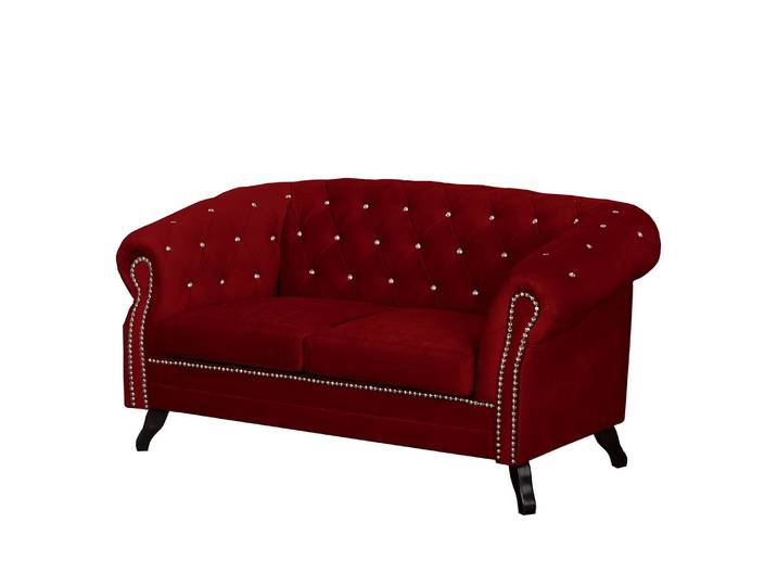 Sofa I 2-Sitzer Microfaser Rot/Rot Webstoff 158 x 84 x 88cm Glamour