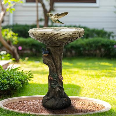 "SunJet 25.5"" Tall Concrete Outdoor Bird Bath - 25.5'' H X 17.7'' W X 17.7'' D"