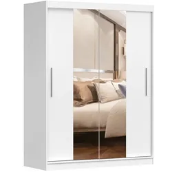 SCHWEBETÜRENSCHRANK Vista 01 Weiß/Weiß + Spiegel, ohne LED Beleuchtung 150 cm